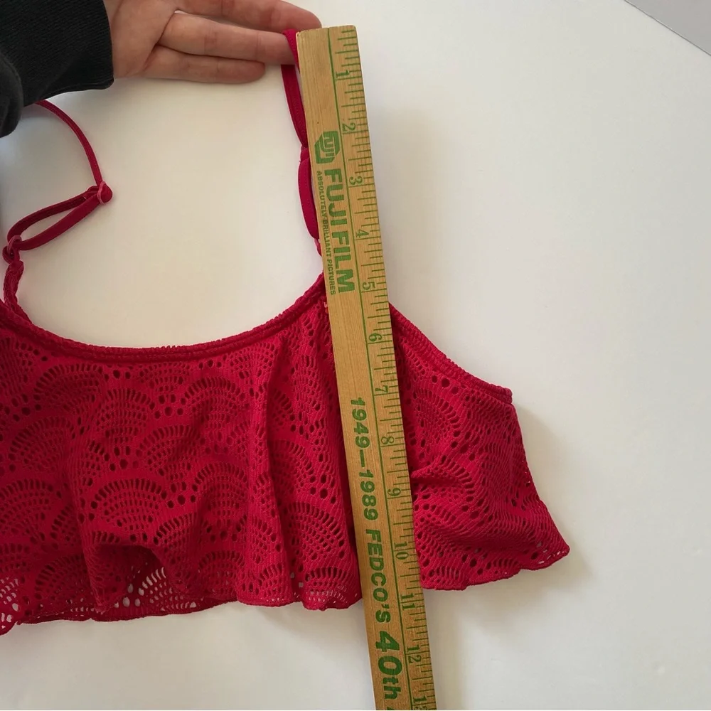 Roxy Swim Top size small Crochet‎ Bralette adjustable straps fuchsia